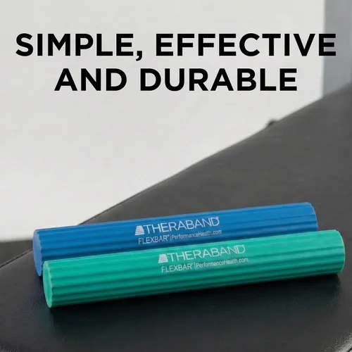 Miniatura 4 de THERABAND FlexBar, Resistance Bars for Tennis Elbow & Grip Strength, Color-Coded Therapy Bars for Tendonitis & Golfer’s Elbow Verde/Azul