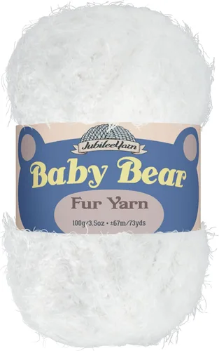 JubileeYarn Baby Bear Yarn - 100g/Skein Chunky Polyester Faux Fur - White - 1 Skein