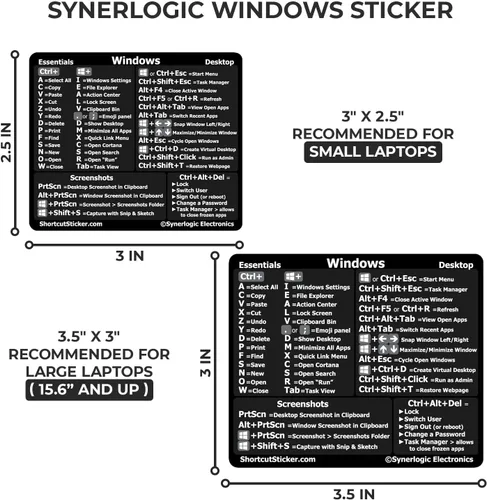 Miniatura 6 de SYNERLOGIC Windows + Word/Excel (para Windows) Guía de referencia rápida Adhesivos de teclado, vinilo sin residuos (negro/pequeño/combinado/2 juegos)