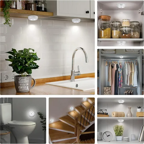 Miniatura 7 de BLS Luz con sensor de movimiento para interiores, luz nocturna LED inalámbrica, iluminación debajo del gabinete, luces de disco alimentadas por