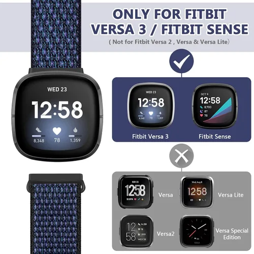 Miniatura 3 de Correas de nailon compatibles con Fitbit Versa 4/Sense 2/Versa 3/Fitbit Sense, correa de repuesto ajustable deportiva suave transpirable