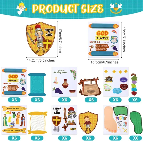 Miniatura 2 de Outus Juego de 36 manualidades religiosas para la escuela dominical de Dios, kit de manualidades VBS cristianas para niños, adorno colgante