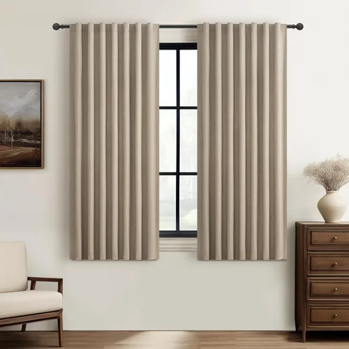 Miniatura 50 de Cortinas opacas extraanchas, 2 paneles para puertas corredizas de vidrio, moderna mezcla de lino plisado pesado, piso a techo, ventanas grandes, 70