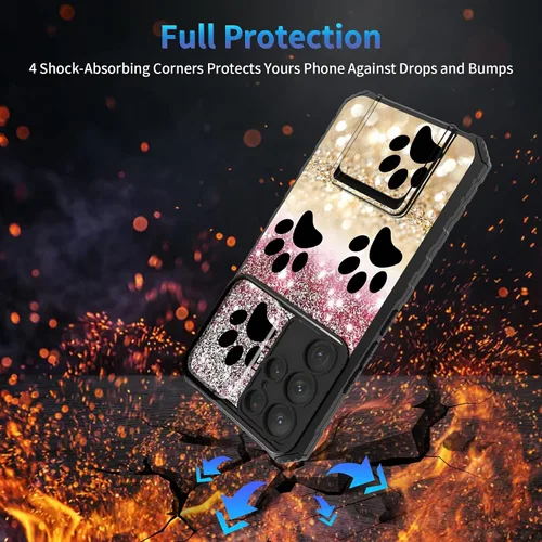Miniatura 4 de Funda para Samsung Galaxy S22 Ultra 5G, Galaxy S22 Ultra con cubierta de cámara deslizante, funda resistente de doble capa con función atril Black
