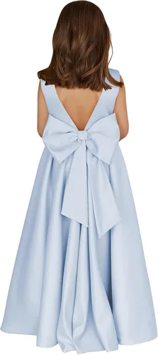 Miniatura 27 de MCieloLuna Vestidos de niña de flores para boda con nudo de lazo elegante de satén para primera comunión