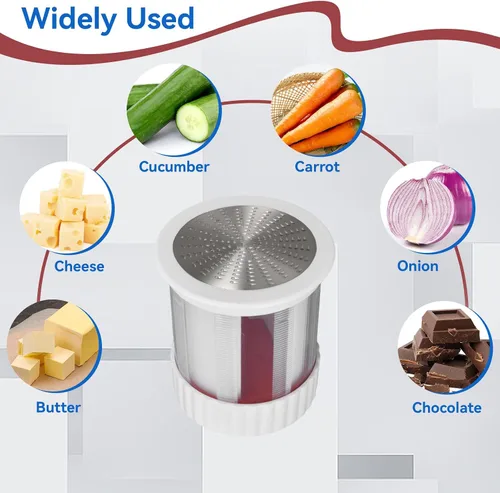 Miniatura 4 de Rallador de queso para cocina, ralladores de mantequilla de acero inoxidable, rallador cilíndrico de mano para frutas y verduras, triturador