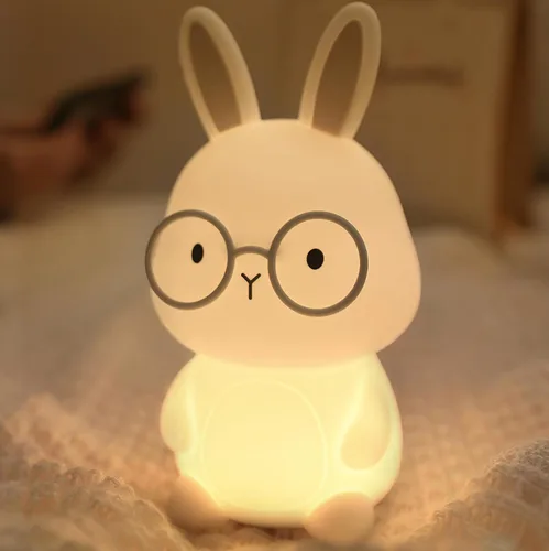 Miniatura 7 de FAMIDUO Luz nocturna de conejo, lámpara de conejo para niños, luz nocturna LED recargable para regalo de Pascua, lámpara de noche de silicona