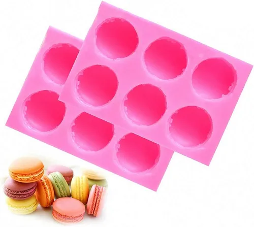 MoldFun Paquete de 2 moldes de silicona de macarrón 3D para fondant, moldes para hornear hamburguesas de macarrón, velas, magdalenas, decoración de