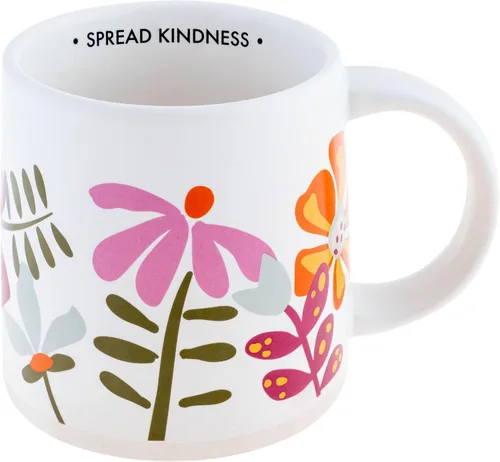 Miniatura 7 de Karma, Taza Shelly de 14 onzas, bonita taza de café y té, tazas de café de cerámica para mujeres y hombres, elige alegría