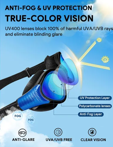 Miniatura 6 de Gafas de natación para adultos, antiniebla, anti rayos UV, sin fugas, visión clara, gafas de natación para hombres y mujeres, unisex