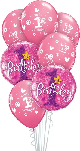 Miniatura 9 de Qualatex Caja de 7 piezas de ramo de globos, círculos de primer cumpleaños Stars-Boy