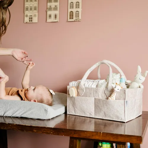 Miniatura 6 de PUTSKA Organizador de Caddy de Pañales para Bebé - Cesta de Almacenamiento de Guardería para Estación de Pañales, Lista de Regalos de Baby Shower
