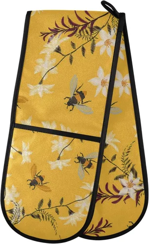 Miniatura 62 de ZZXXB Spring Bird - Guantes de cocina dobles con diseño floral de mariposa, resistentes al calor, antideslizantes, extra largos de 7 x 35 pulgadas