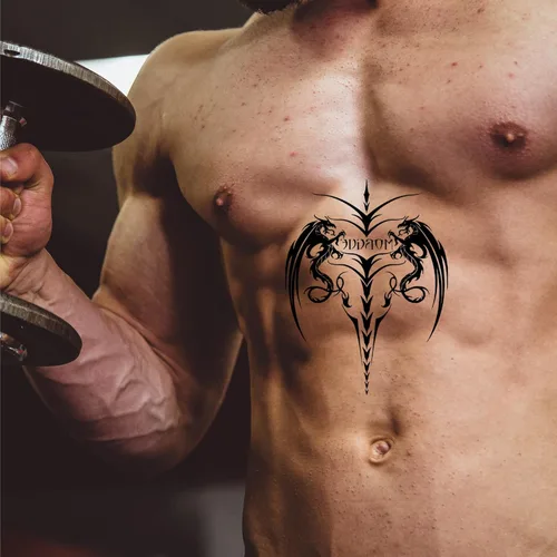 Miniatura 4 de Tatuaje temporal tribal para hombres de media manga, gran realista tortuga hawaiana polinesia, tatuaje falso adulto adolescente, tótem de dragón