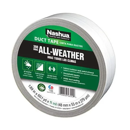 Cinta para conductos de grado industrial de tela revestida de polietileno Nashua, 11 milésimas de grosor, 55 m de largo, 48 mm de ancho, Blanco, 1