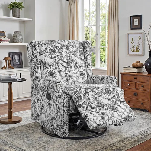 Miniatura 75 de Silla decorativa floral con respaldo alto, sillón tapizado con patas de madera maciza, cómodo sofá individual de lectura con respaldo alado