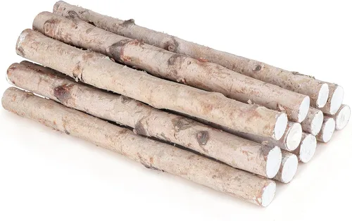 Paquete de 12 troncos de abedul para chimenea de madera decorativa para manualidades, troncos de abedul natural para decoración, decoración de