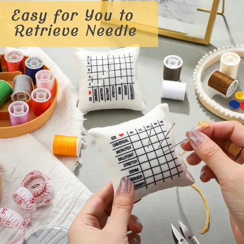 Miniatura 4 de 2 piezas de cojín de lino para máquina de coser, accesorios de cojín de alfiler grande