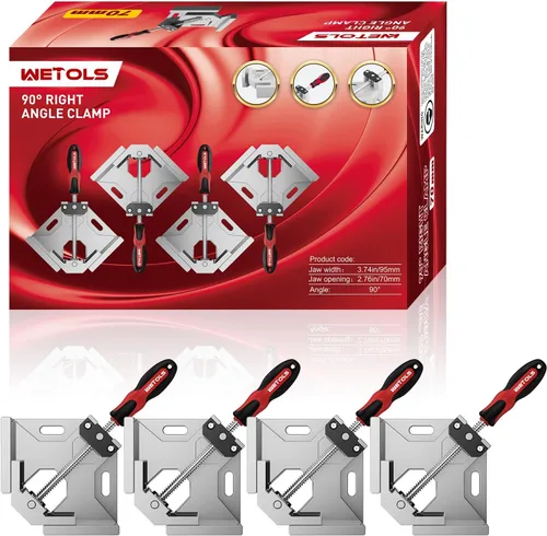 Miniatura 2 de WETOLS Abrazadera de Esquina para Carpintería 4PCS Abrazadera de Ángulo Recto de 90 Grados con Mordaza Basculante Ajustable de Aleación de Aluminio