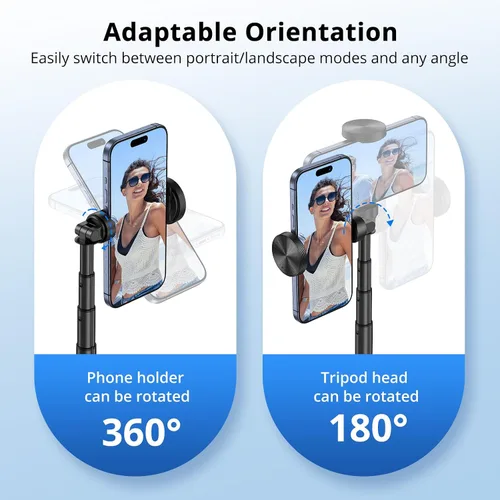 Miniatura 7 de SYNCWIRE Trípode de teléfono Selfie Stick de 55 pulgadas para iPhone, palo selfie de aluminio extensible todo en uno con control remoto, trípode