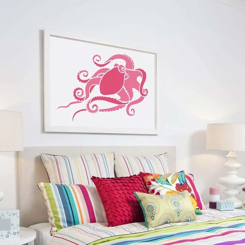 Miniatura 3 de Plantilla de arte de pared de pulpo – Plantillas de pintura de pared para un fácil cambio de imagen de habitación – Plantilla grande para pintar