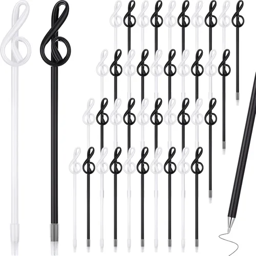 Lincia 100 bolígrafos de notas musicales a granel, bolígrafos musicales a granel, recuerdos de fiesta temática musical, regalos novedosos para coro