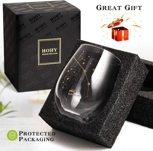 Miniatura 6 de HOHY Copa de vino del zodiaco Aries de 20 onzas, Horóscopo de cumpleaños del zodiaco Aries, regalos de vino para mujeres, copa de vino