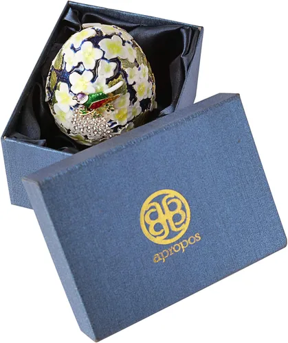 Miniatura 7 de Apropos Huevo Faberge pintado a mano de estilo vintage con esmalte rico y diamantes de imitación brillantes caja de joyería