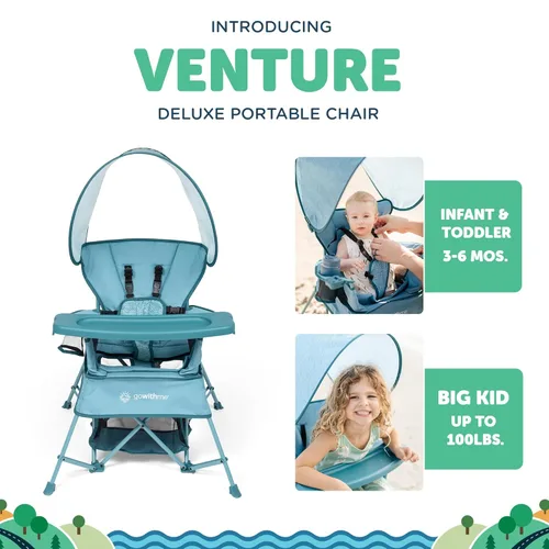 Miniatura 2 de Baby Delight Go with Me Venture Silla Portátil Interior y Exterior Toldo para el Sol 3 Etapas de Crecimiento Infantil Ola Azul