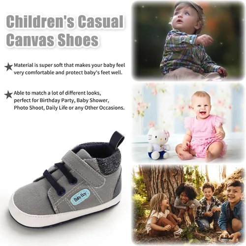 Miniatura 7 de Baby Girl Boy Sneakers Soft Sole First Walking Shoes Toddler High Top Sneakers First Walker Infant Crib Shoes Newborn Baby Canvas Shoes 0-18 Month