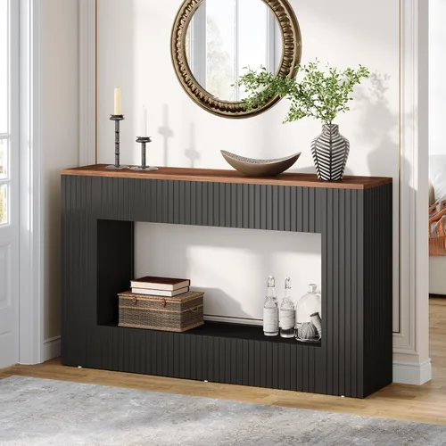 Tribesigns Mesa consola moderna, mesa de entrada de madera de 55 pulgadas con almacenamiento, mesa de sofá larga estrecha detrás del sofá para sala