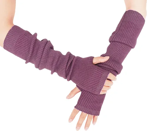 Miniatura 46 de Guantes cálidos de cachemira de brazo largo para mujer, guantes de invierno acogedores sin dedos, calentadores de brazos suaves, gran regalo