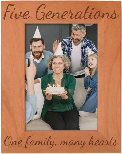 Miniatura 12 de Gifts For All By Rachel Olevia Five Generations One Family Many Hearts - Marco de fotos de madera natural grabado de 4 x 6 pulgadas, diseño
