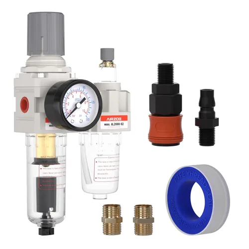Miniatura 9 de AIRZOE 1" NPT Regulador de Filtro de Aire Comprimido Lubricador Combo, Separador de Agua para Compresor de Aire AC5010-10, Elemento de Latón de 5