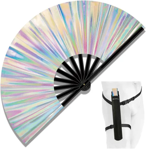 Miniatura 11 de Ventilador de Rave Plegable Grande de 13", Ventiladores de Mano Clack Plegables con Funda para Baile en Línea, Ventilador Boots On The Ground