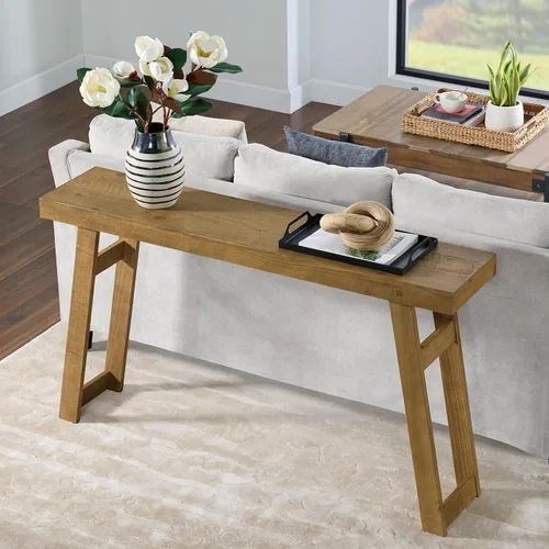 Alaterre Furniture Lawas - Mesa consola de madera maciza – Mesa de entrada moderna de 56 pulgadas – Muebles de sala de estar de fácil montaje para