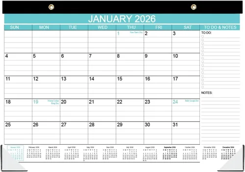 Calendario de escritorio 2025-2026, desde agosto de 2025 a diciembre de 2026, calendario de escritorio con lista de tareas, papel de 140gsm, 17
