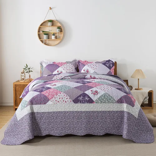 Miniatura 28 de HoneiLife Juego de colcha de tamaño King extragrande de 120 x 120 pulgadas, 3 piezas, California King extragrande, todas las estaciones, ropa