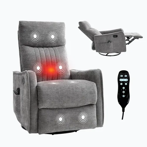 Miniatura 26 de Recliner Chair, Swivel Fabric Massage Rocker Recliner Chair for Adults, Manual Nursery Chair Glider Recliner with Massage and Heat for Living Room