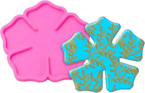 Moldes epoxi de resina para fundición de geoda de silicona en forma de flor para hacer alfombrillas de taza, posavasos de ágata, soporte para copas