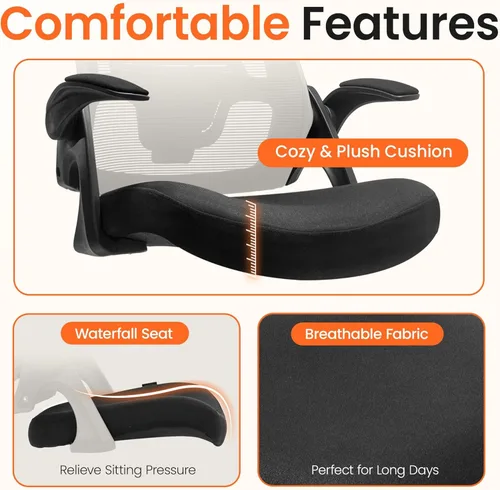 Miniatura 3 de NEO CHAIR Silla de oficina con respaldo alto, silla de malla, cómodo asiento de computadora para juegos con reposabrazos y ruedas abatibles