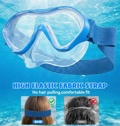 Miniatura 3 de Aegend Gafas de natación para niños con cubierta de nariz para niños de 3 a 15 años, correa de tela tejida, antivaho sin fugas
