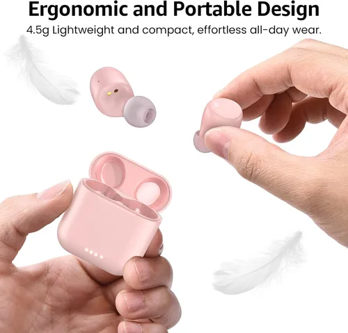 Miniatura 7 de TOZO Auriculares inalámbricos T6, auriculares Bluetooth 5.3, sonido estéreo en el oído, 50 horas de reproducción, estuche de carga inalámbrica, Rosa