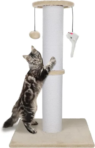Poste rascador para gatos Ahomdoo de 34 pulgadas, poste rascador para gatos resistente y más grueso de sisal con bola colgante y poste rascador con