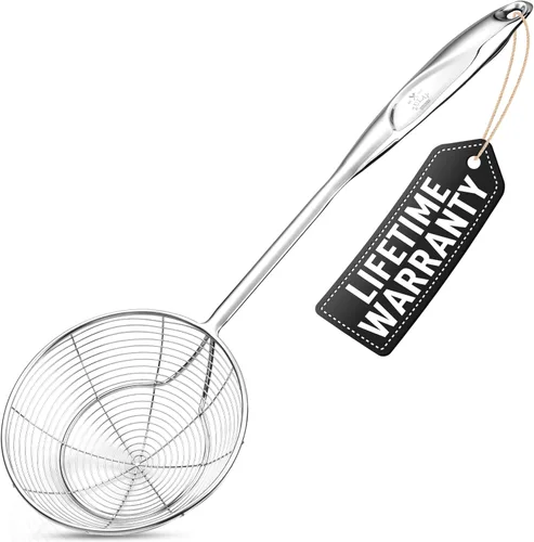 Miniatura 11 de Zulay Kitchen Cuchara Ranurada de Acero Inoxidable - 14.5” Gran Cuchara de Freír y Escumador para Drenar y Servir - Utensilio de Cocina Resistente