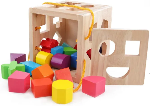 Miniatura 2 de QZMTOY Juguetes clasificadores de formas con 19 bloques de forma, juguetes clásicos de madera para niños pequeños, regalo para niñas y niños de 2 a