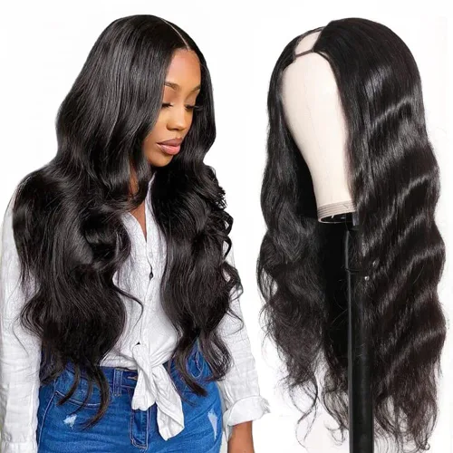 Miniatura 10 de Peluca de Cabello Humano con Parte en U, Cabello Ondulado con Cordón de Cierre, Densidad 180%, Peluca de Parte en U, Cabello Humano Virgen Brasileño