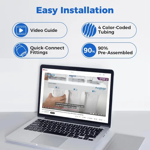Miniatura 7 de PureDrop RTW5AK Sistema de filtro de agua de ósmosis inversa alcalina probado por SGS, sistema de filtración de agua RO de 6 etapas con pH+