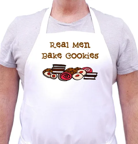 Miniatura 2 de CoolAprons Delantal blanco divertido para hombres reales que hornean galletas – Regalo de cocina y repostería para papás, esposos, novios o hombres