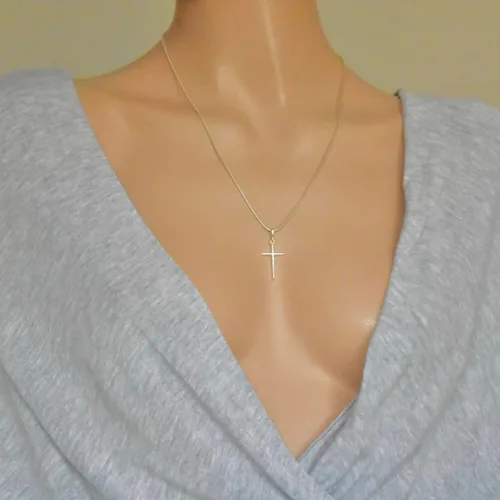 Miniatura 4 de Cruz de plata de ley 925 colgante minimalista religioso unisex joyería